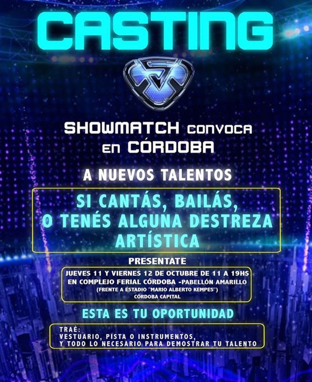 Casting de Showmatch en Córdoba.