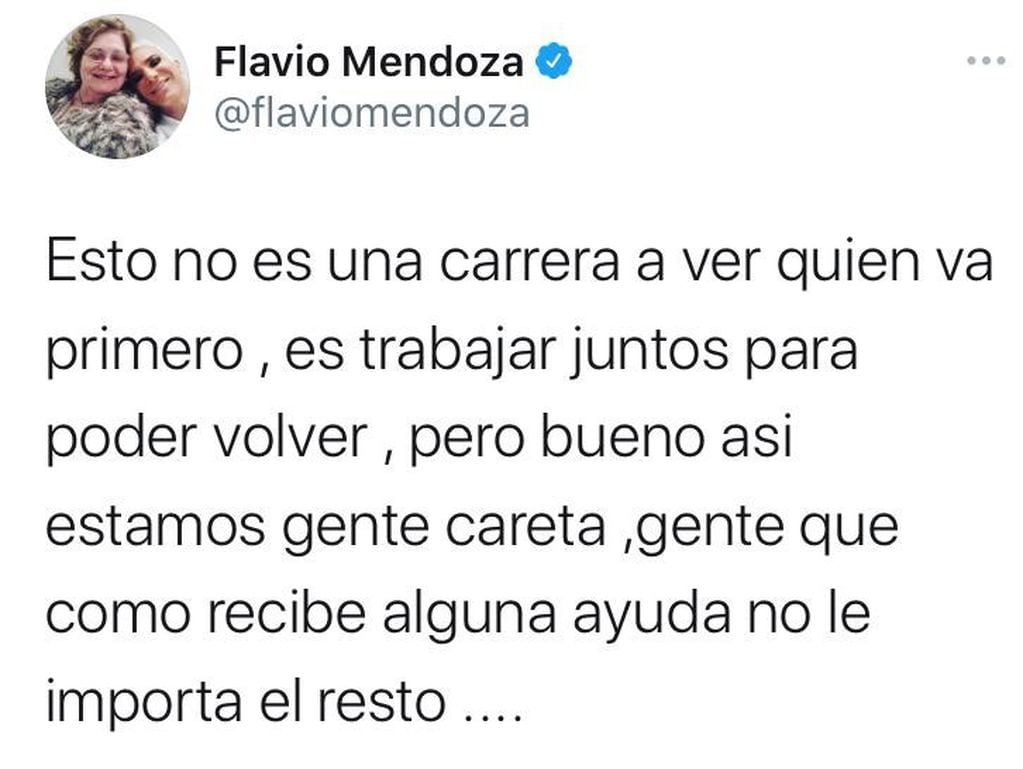 Tuit de Flavio Mendoza.