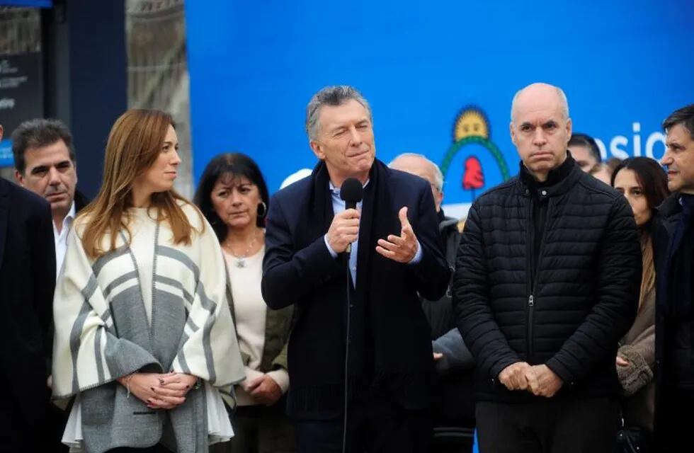 El presidente Mauricio Macri encabezó la inauguración del viaducto San Martín. (Luciano Thieberger)