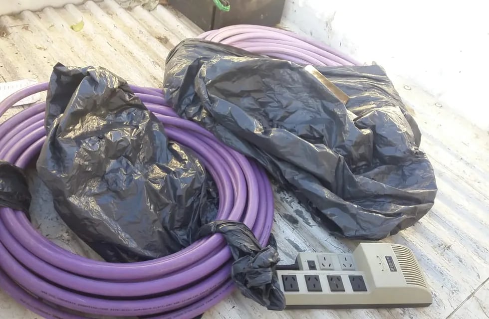 Los cables que sustrajeron del Parque Sarmiento. (Prensa Municipalidad)