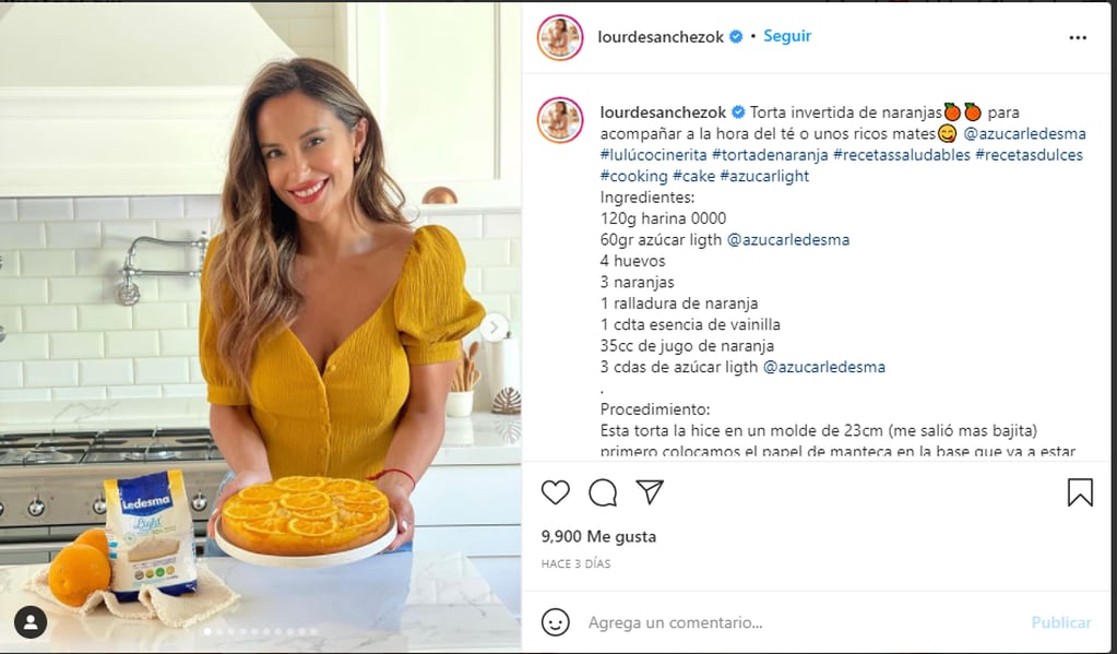 Lourdes Sánchez a través de su Instagram.