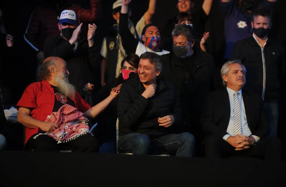 Emilio Persico, Máximo Kirchner y Alberto Fernández. 
Foto clarin