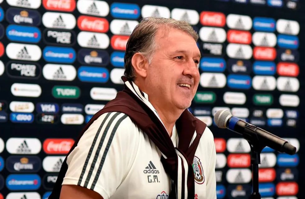 Mexico's coach, Argentinian Gerardo Martino, speaks during a press conference in Mexico City on October 14, 2019, the day before a Concacaf Nations League football match against Panama. (Photo by ALFREDO ESTRELLA / AFP)