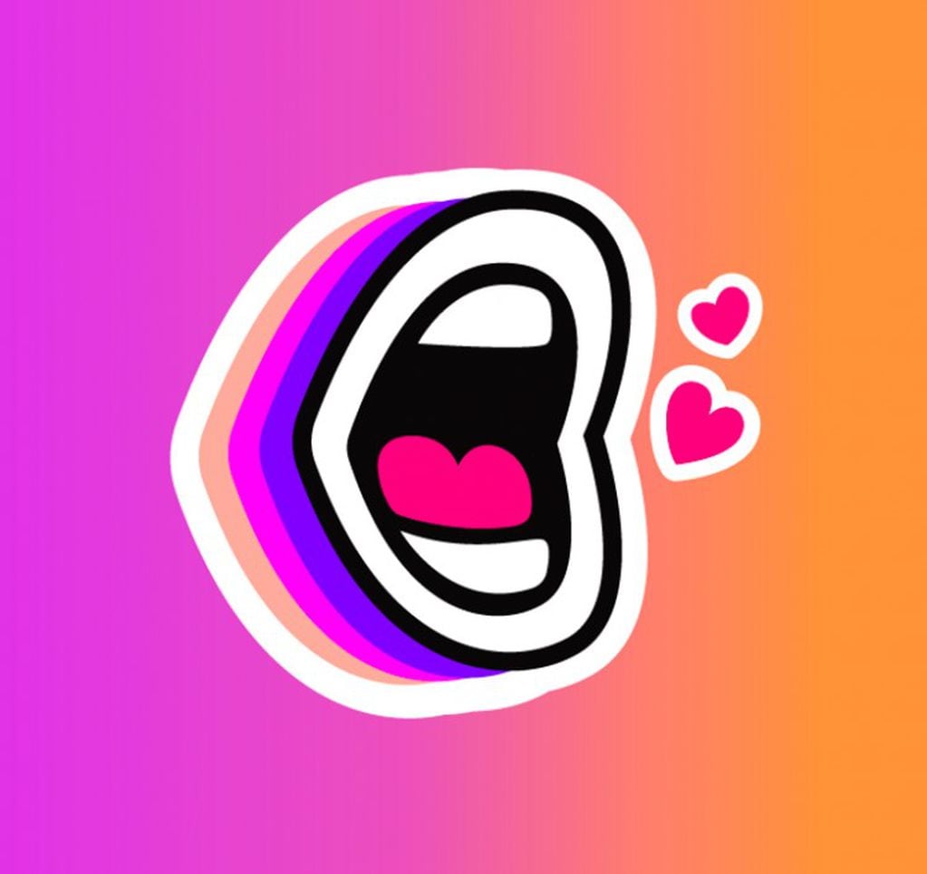 El sticker en contra del bullying simula una boca que lanza dos corazones de color rosa.