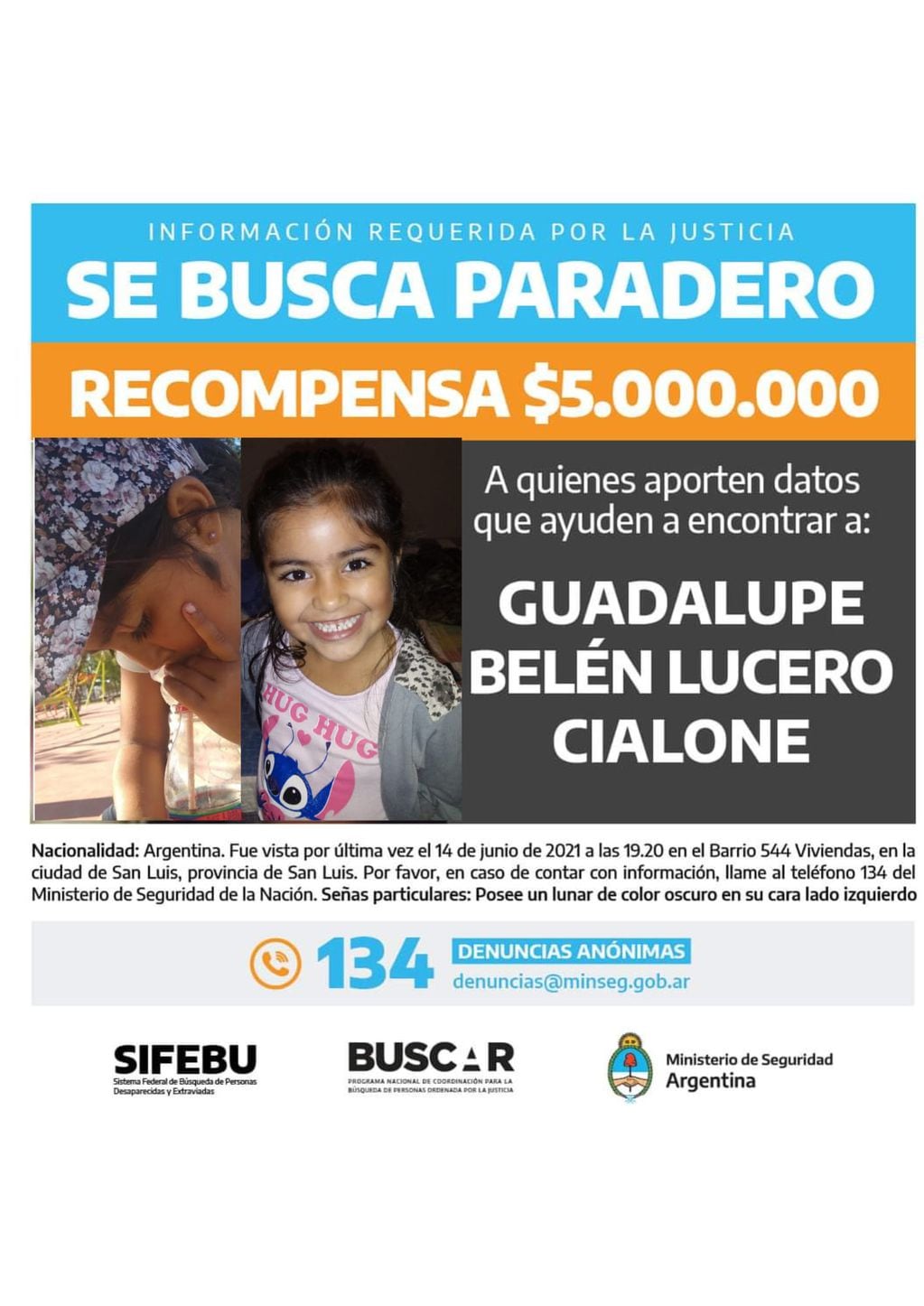 La familia de Guadalupe Lucero continúa la búsqueda para dar con el paradero de la niña.
