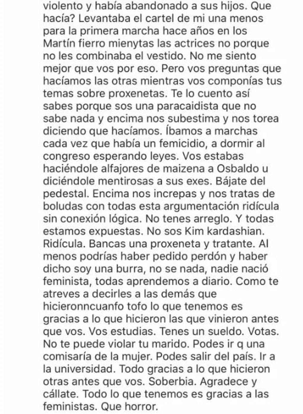 Carolina Aguirre, durísima contra Jimena Barón (Foto: Instagram)