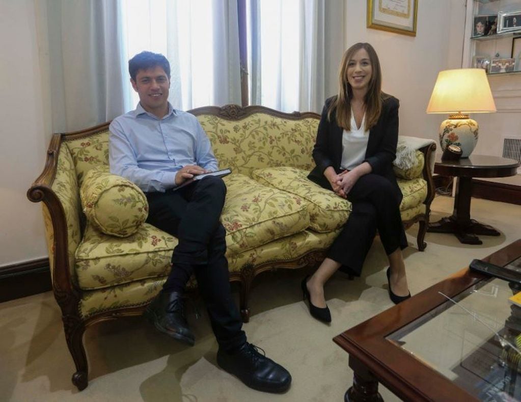 María Eugenia Vidal y Axel Kicillof, reunidos en la Casa de la Provincia de Buenos Aires para encarar el periodo de transición. (Clarín)