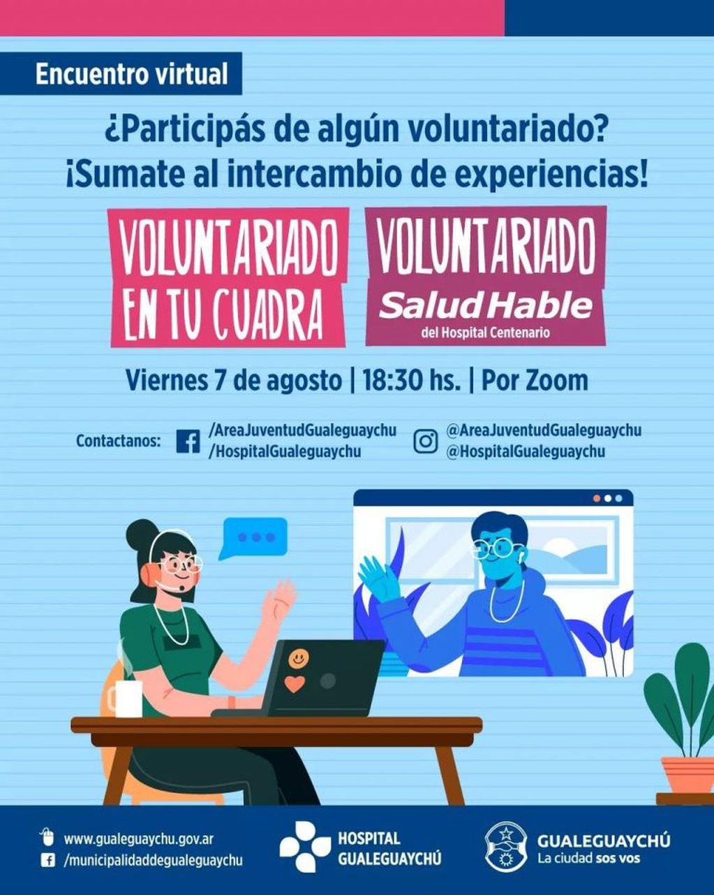 Encuentro virtual voluntariado Gualeguaychú
Crédito: MDG