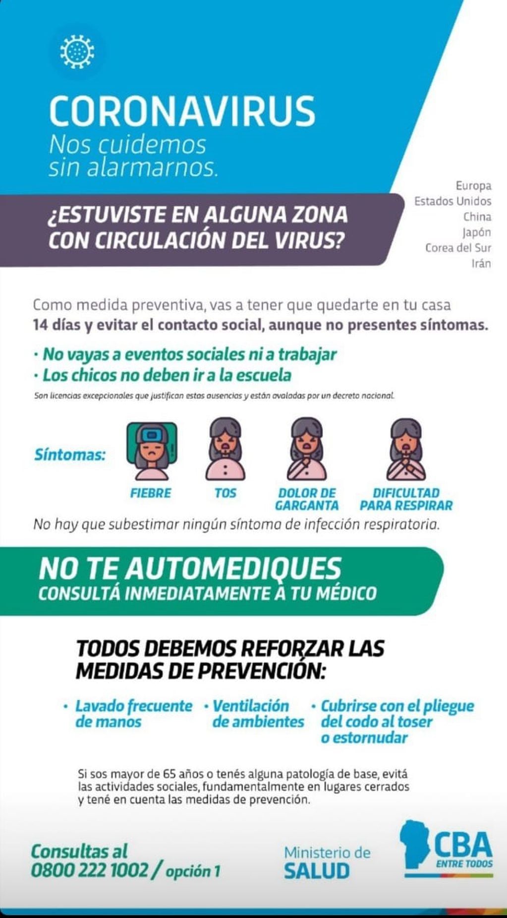 Prevención del Coronavirus. Información difundida en Alta Gracia.