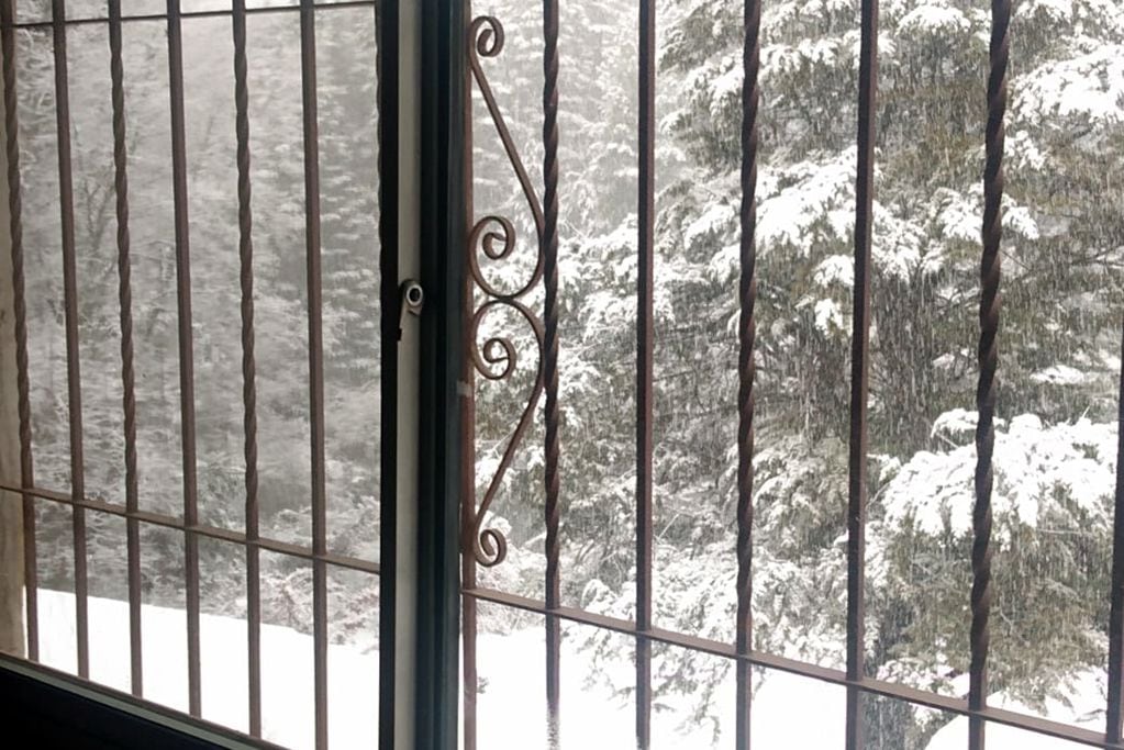 La nieve sorprendió a los vecinos de Villa Alpina (gentileza Nelio Escalante)