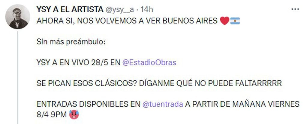 Ysy A anunció un nuevo show