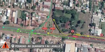 Se hallará restringido el tránsito en la intersección de Av. Quaranta y Lavalle en Posadas