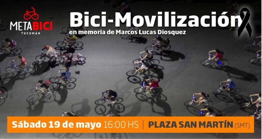 La bici-movilización en memoria de Marcos Lucas Diosquez se realizará el sábado 19 de mayo, a las 16.