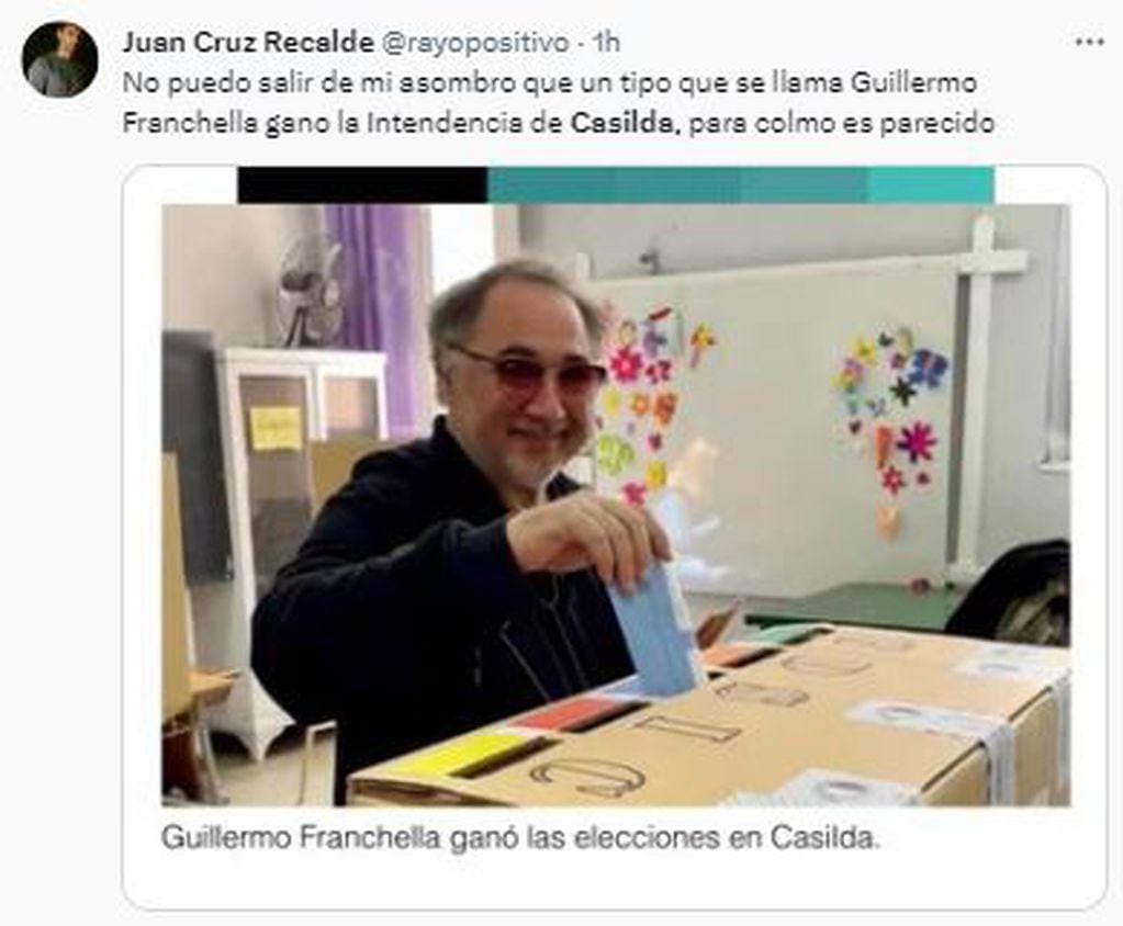 Las redes sociales explotaron al ver quién ganó la intendencia de Casilda: Guillermo Franchella.