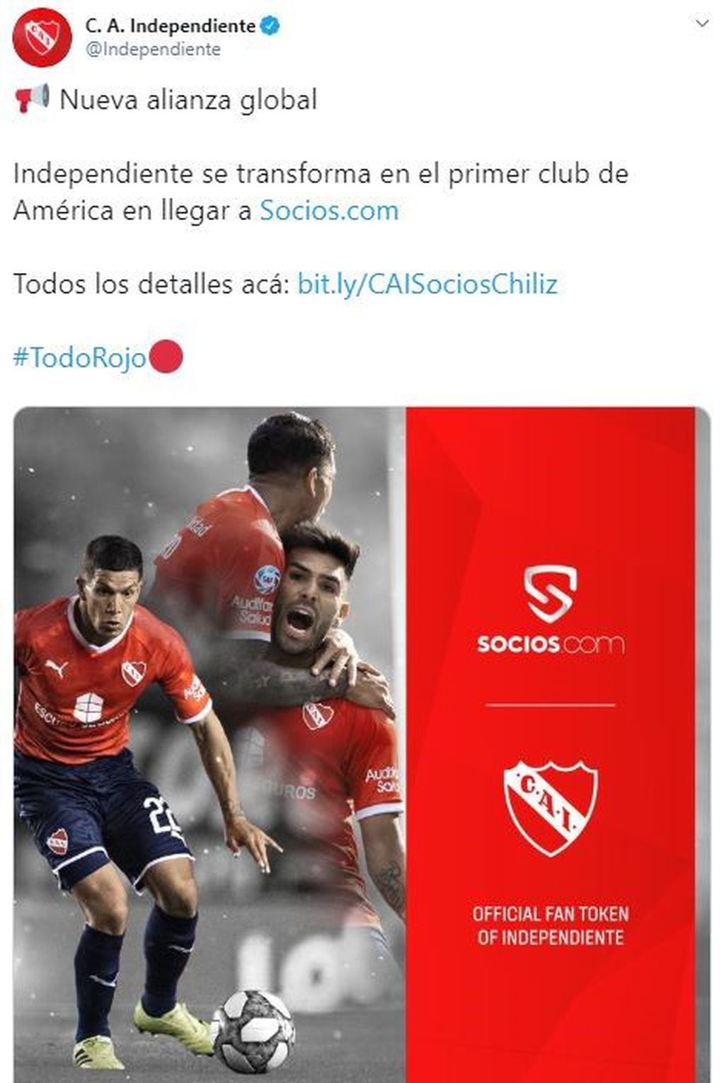 El club Independiente anunció el lanzamiento de su propia moneda virtual