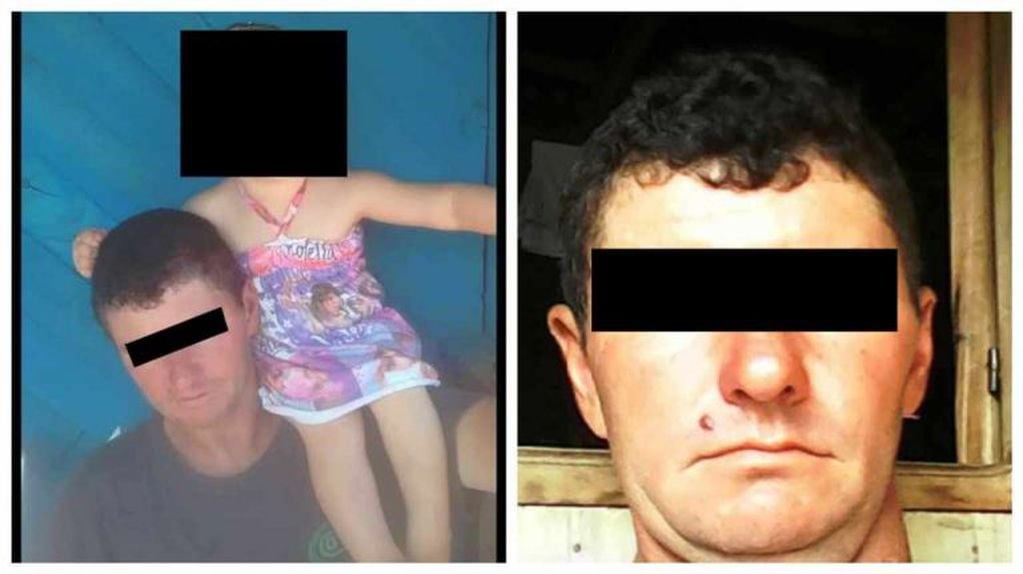 Presunto violador de Campo Grande. En la foto de la izquierda aparece con la hija de 3 años a la que habría violado. (MisionesOnline)