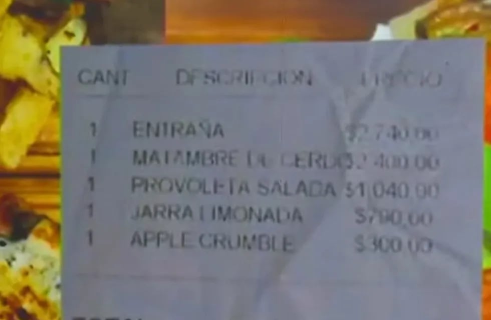 El ticket le cayó pesado al que pagó el almuerzo, en el Cuadrado (captura de pantalla).