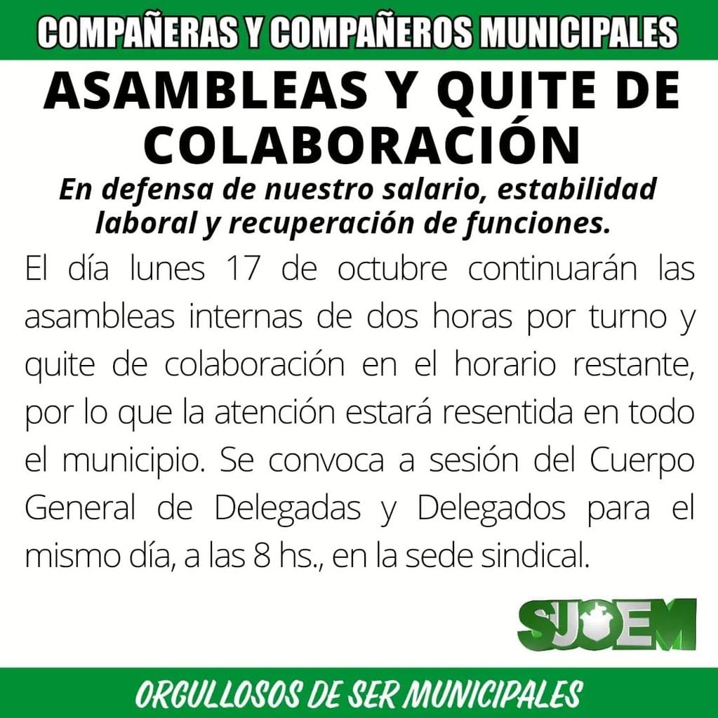 Ante la falta de acuerdos, continúan las asambleas en Córdoba.