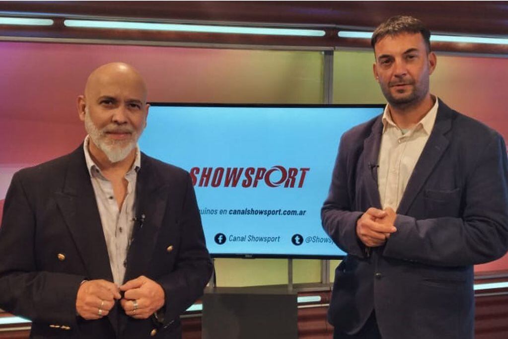 Agustín Saravia y Pablo Alcalde, los periodistas que estará en la conducción de Academa TV en Showsport. (Gentileza Showsport)