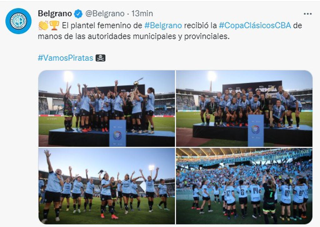 Celebración Celeste. Las chicas de Belgrano golearon a Talleres.