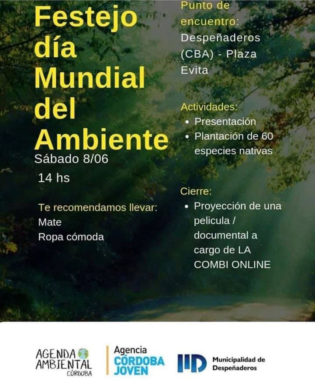 Invitación de la Municipalidad de Despeñaderos, a la celebración del Día Internacional del Medio Ambiente.