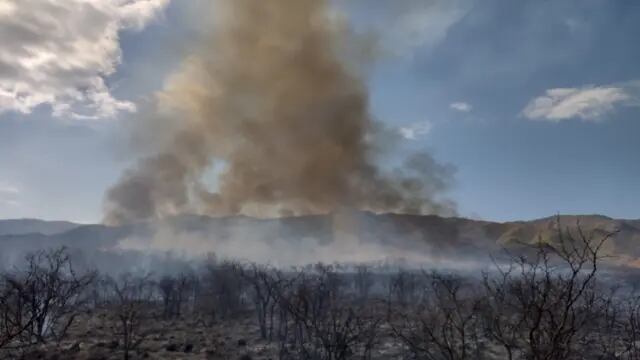 Incendio en las afueras de Cosquín.