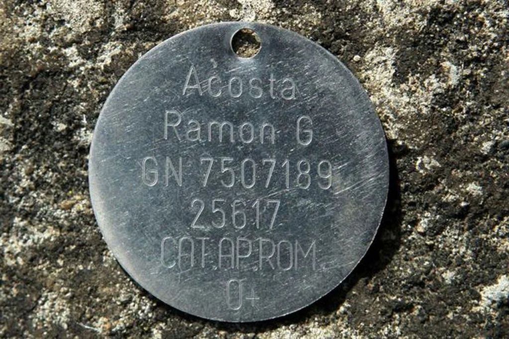 Chapa de identificación de Ramón Gumersindo Acosta, el héroe formoseño que defendió a su patria en Malvinas.