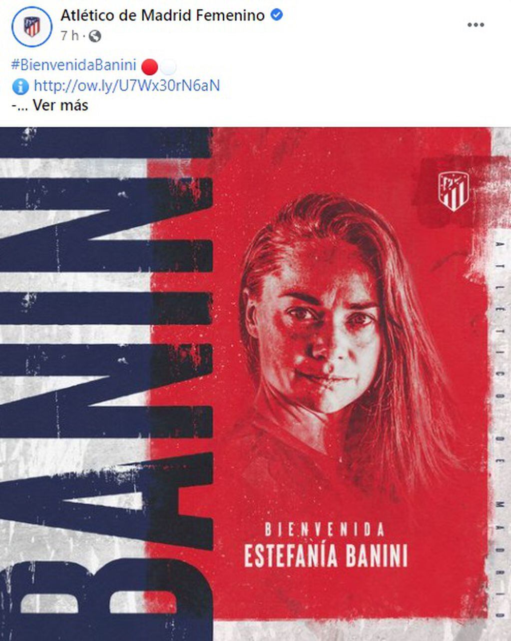Atlético Madrid le dio la bienvenida a la jugadora mendocina, Estefanía Banini, en las redes sociales.