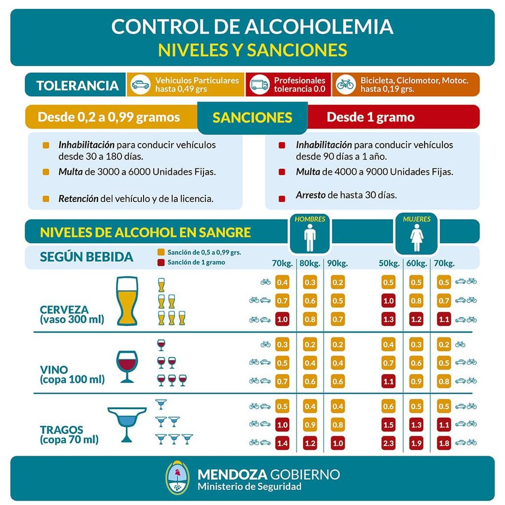 Control de alcoholemia en Mendoza: sanciones.