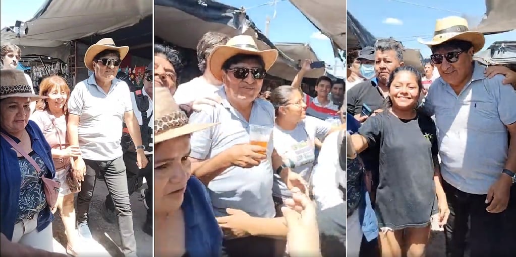 Feriantes y clientes de la feria "Copacabana" de Alto Comedero se vieron sorprendidos por la visita de Evo Morales, este domingo.