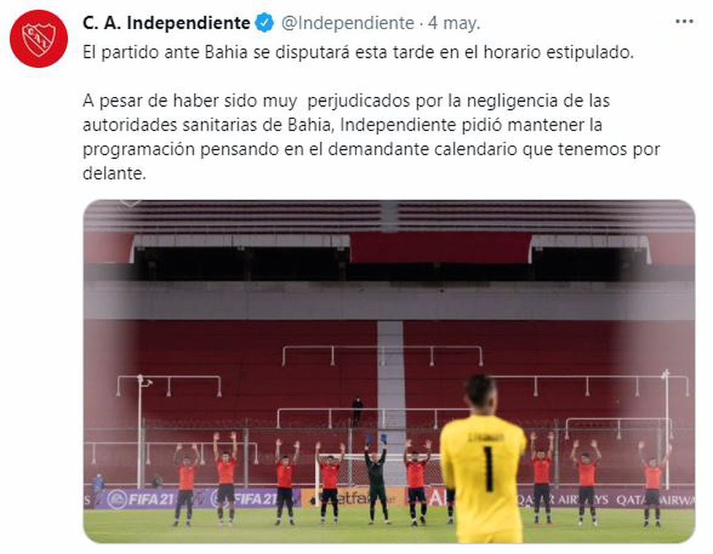 Independiente-Bahía se juega este martes.