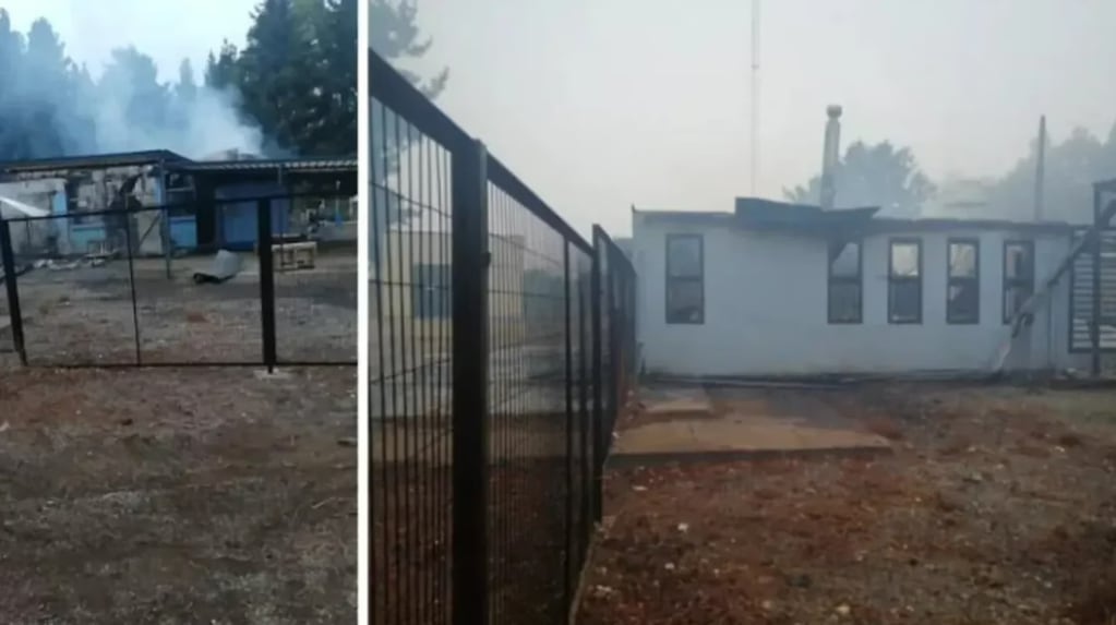 Así quedó la escuela incendiada en el sur de Chile.