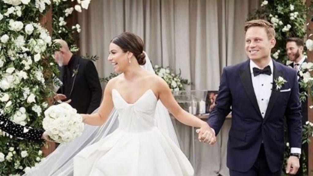 Lea Michele junto a su marido el día de su casamiento.