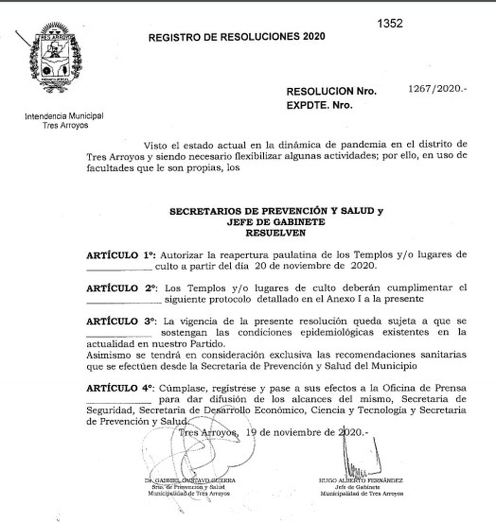 Reapertura de Templos Resolución Municipal