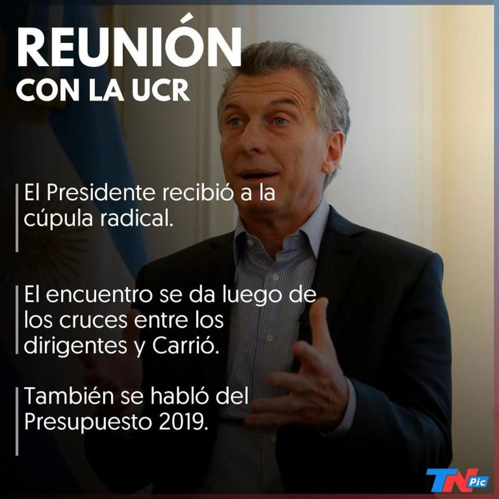 Mauricio Macri quiso despejar internas en Cambiemos con una reunión con la cúpula de la UCR en la Casa Rosada.