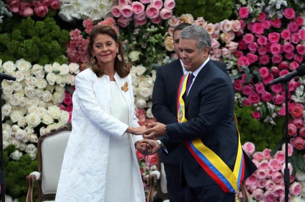 El flamante presidente colombiano, Iván Duque Márquez y su vicepresidenta, Marta Lucía Ramírez (Web)