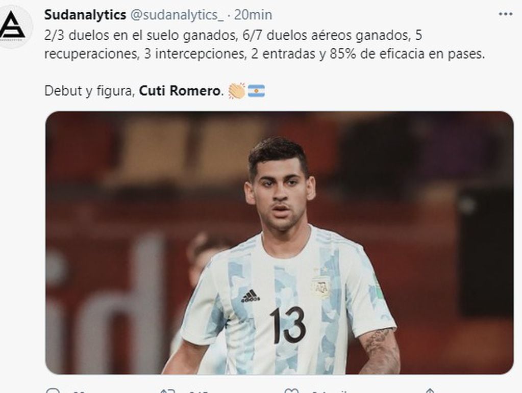 A puro elogio, Cristian Romero se lució en la Selección.