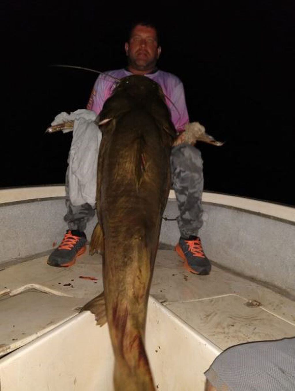 Pescaron un manguruyú de 80 kilos en el Paraná. (Foto: Facebook)