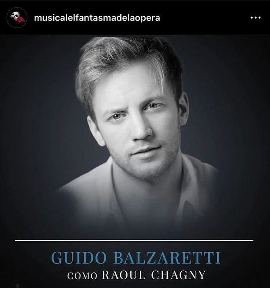 Guido Balzaretti formará parte de “El Fantasma de la Ópera” como Raoul Chagny