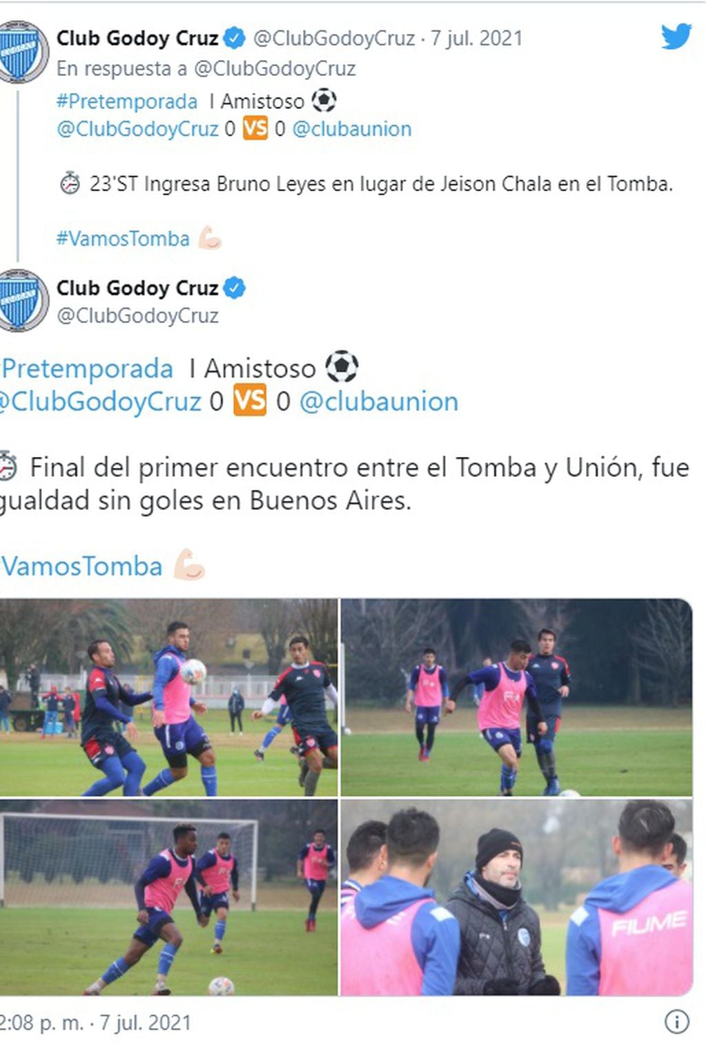Godoy cruz igualó con Unión de Santa Fe en un partido amistoso.
