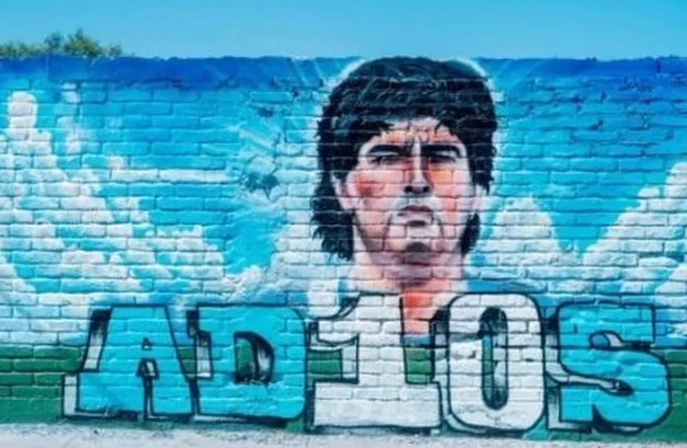 El mural de Santa Lucía en homenaje a Maradona generó polémica/Municipalidad de Santa Lucía