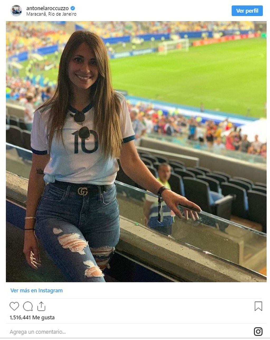 Antonela Roccuzzo festejó el triunfo de Argentina con una foto en Instagram. (Instagram)