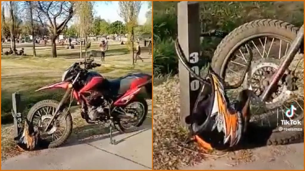 El método de ¿seguridad? de un motociclista mendocino que se volvió viral.