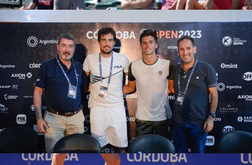 Los tenistas argentinos Guido Pella y Federico Coria participaron del sorteo del cuadro principal del Córdoba Open 2023. (Prensa Córdoba Open)