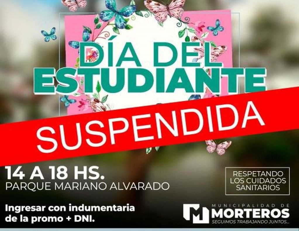 Festejo Día del Estudiante suspendido en Morteros