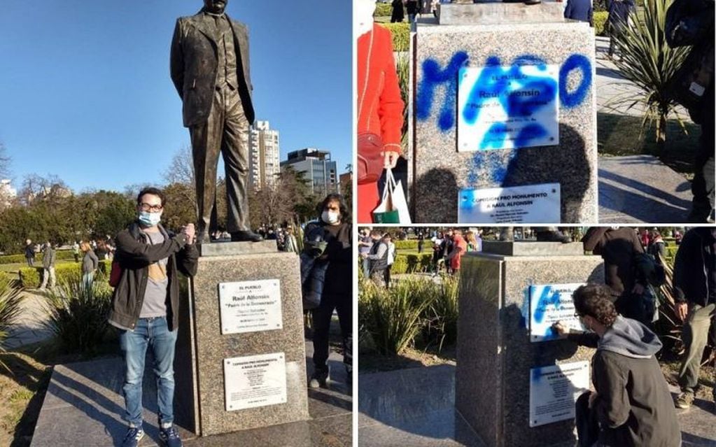 Lucas Mengoni es militante del radicalismo y no dudó en restaurar el monumento (Imagen: Gentileza El Día)