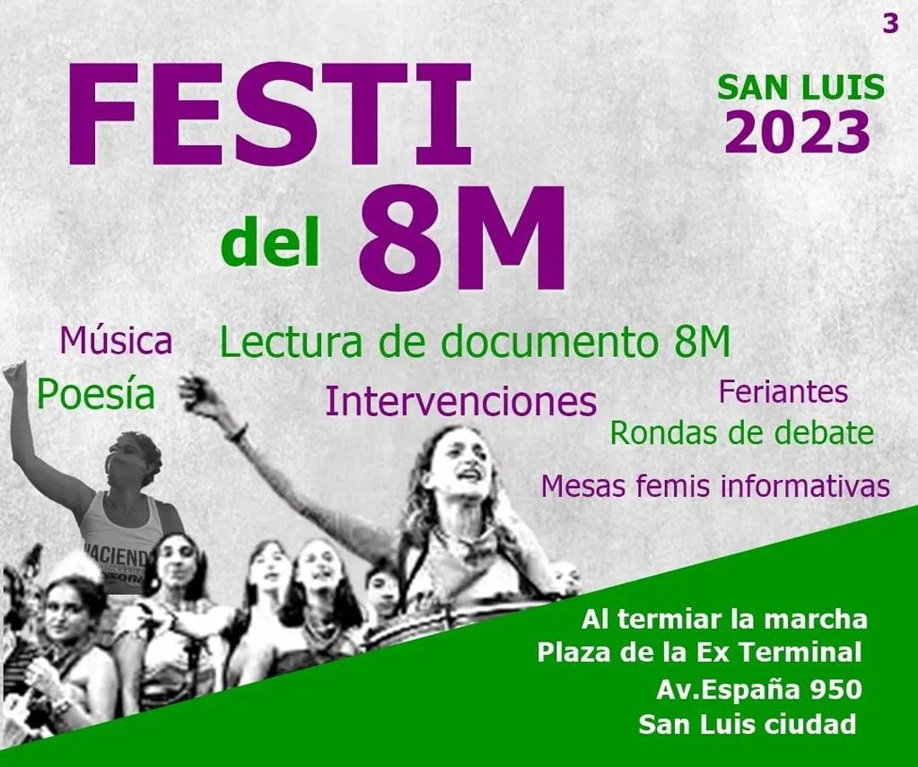 Movilización feminista por el 8M en San Luis