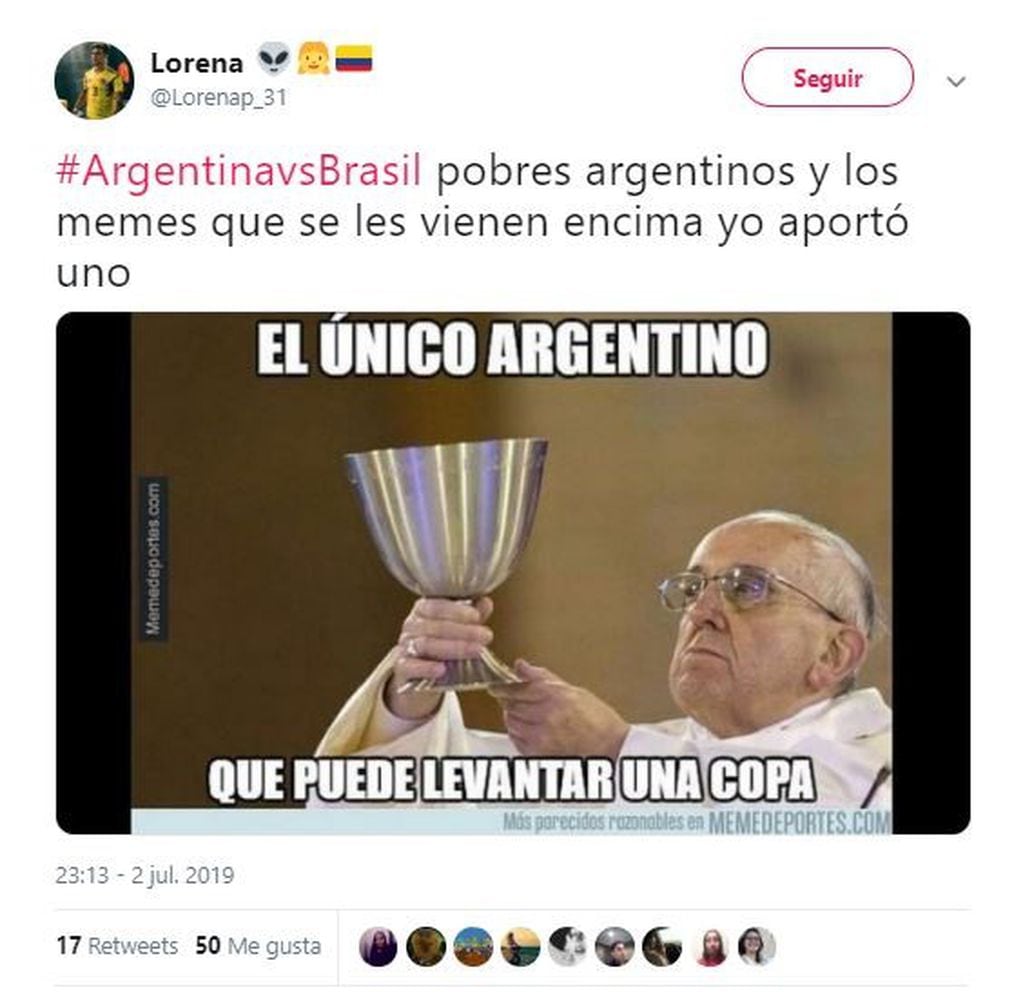 Los mejores memes de la derrota de Argentina ante Brasil (Foto: captura Twitter)