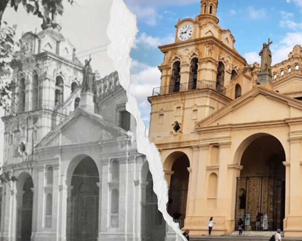 Un antes y después de La Catedral. (Foto antigua: Grupo Edisur / Foto actual: banco web)