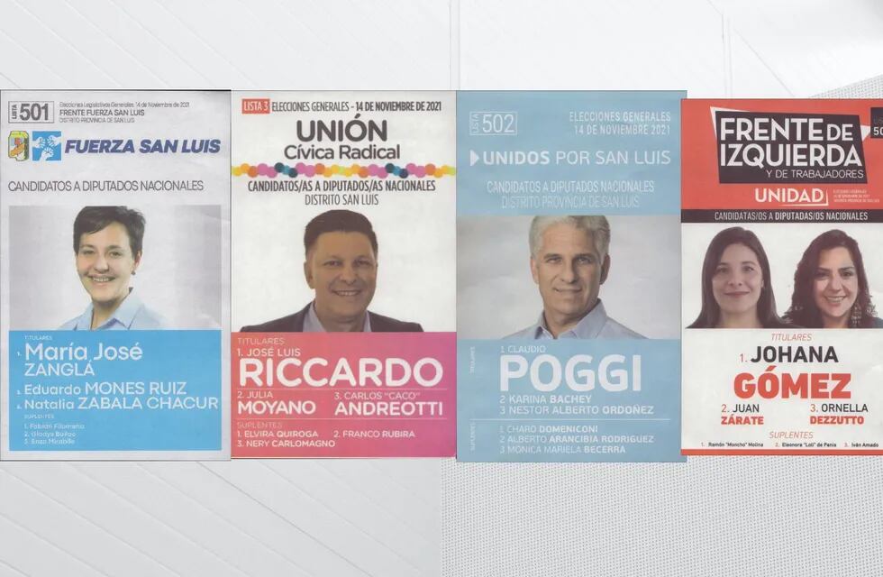 Boletas de los y las candidatos/as a Diputados/as Nacionales por San Luis